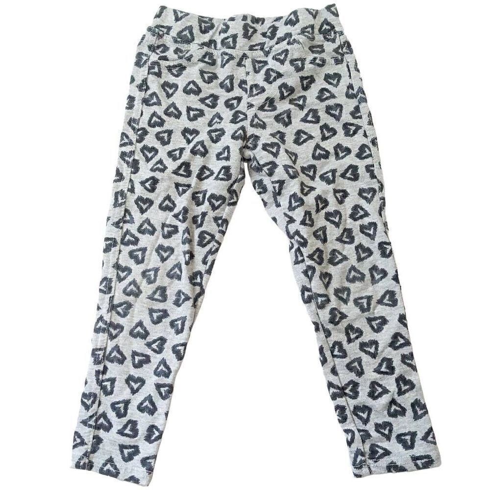 Colette Lilly Girls Leopard Heart Print Gray Leggings